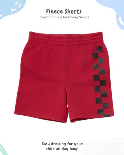Image of Disney Pixar Cars Lenticular Lightning McQueen Toddler Outfit for Boys, 2 Piece T-Shirt & Fleece Shorts Set