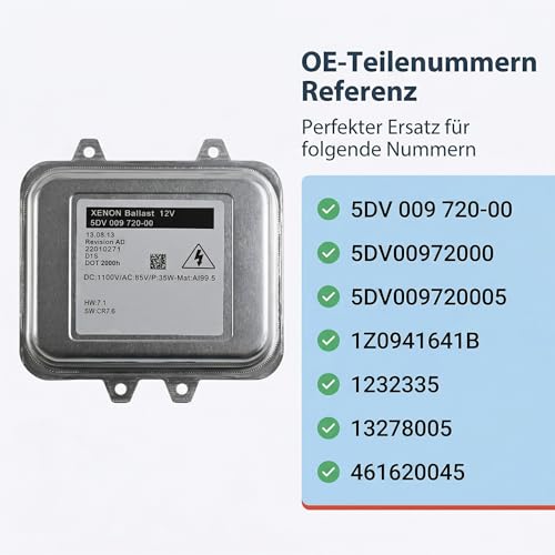D1S Xenon Ballast Steuergerät Vorschaltgerät 5DV 009 720-00 HID Xenon Scheinwerfer Control Unit Module 5DV00972000 13278005 1232335 Für Opel Vauxhall Astra X5 X6 E60 E65 Golf Tiguan (5DV00972000)
