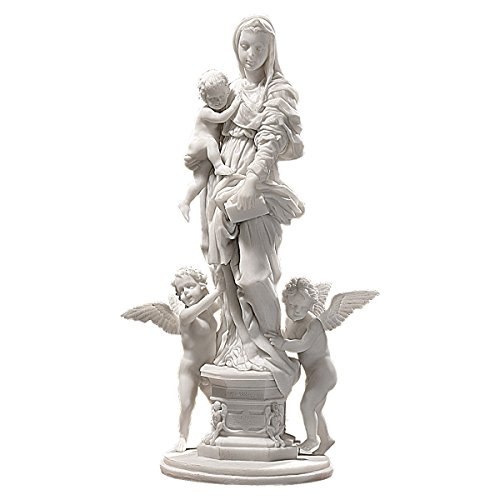 Design Toscano WU73798 Madonna of the Harpies Religious Statue, 14 Inch, Bonded Marble Polyresin, White