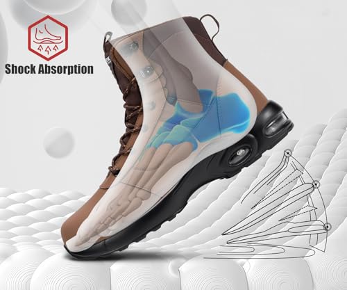 Image of LARNMERN Steel Toe Work Boots Men Water Resistan Shoes | Safety Toe High Top Sneaker Side Zipper Industrail Boot Hiking Tactical Shoe