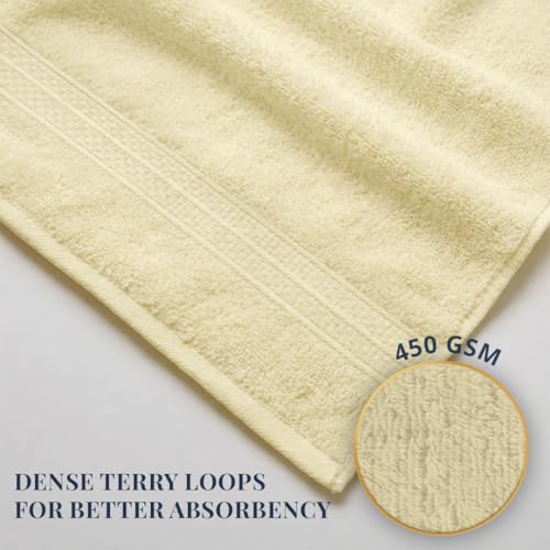 Image of LANE LINEN 450 GSM 100% Cotton Colorado Hand Towel 2PC - Elfin Yellow | Ring Spun Cotton Weave, True 60x40cm Each, Quick Dry & Absorbent, Napkins for Gym, Workout, Sports