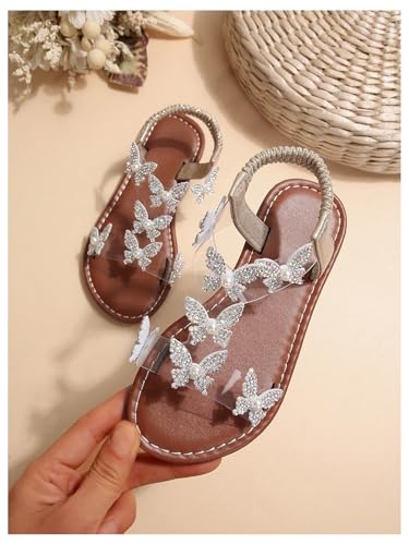 Image of GORGLITTER Girl's Sandals Butterfly Clear Dressy Cute Ankle Strappy Sandal | Girls Dress Sandals, Girls Size 4 Sandals, Big Little Kid Sandals Girls, Cute Sandals