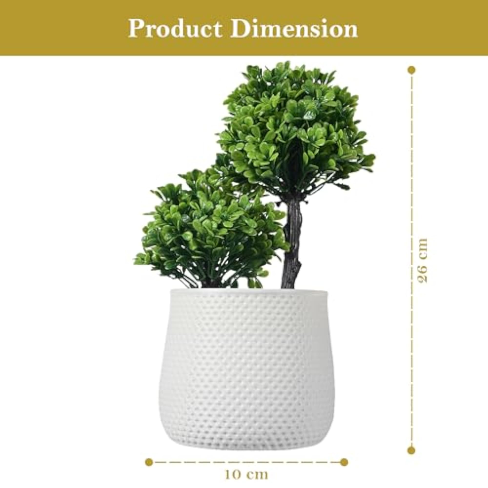 Set of 2 Plastic Artificial Small Plants with Pot