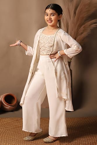 Image of Fashion Dream Girls Georgette Embroidered Palazzo Set|Kids Ethnic Wear|sharara set for girls|Indo Western Set