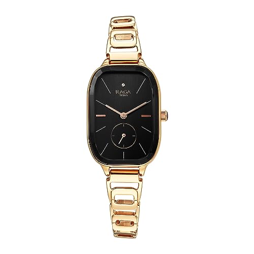 Titan Raga Chic Quartz Analog Black Dial Rose Gold Metal Strap Wa...