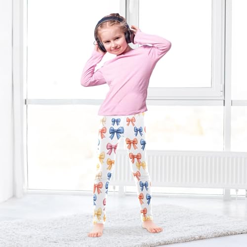 Boccsty Colored Bows Watercolor Girls Leggings Kids Yoga Pants Dance Active Tights 4T4