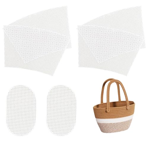 2 conjuntos de folhas de lona de saco de crochê, folhas de tela de plástico de malha transparente para fazer sacos de balde de crochê, bordados, projetos de artesanato de fio acrílico (branco)