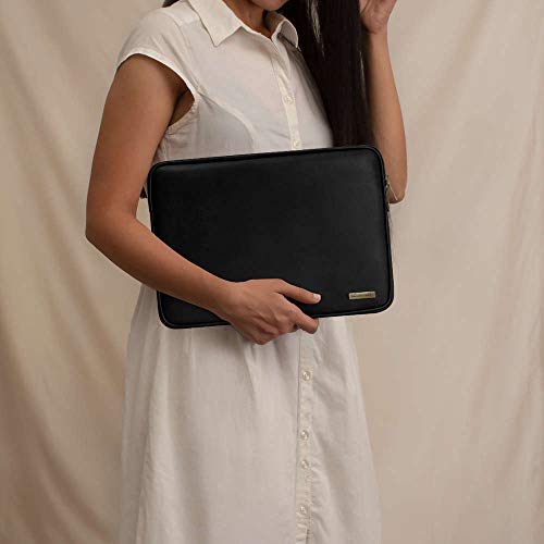 Image of DailyObjects Zippered Sleeve for MacBook & Laptop 13 Inch | Solid Black PU Leather Sleeves with Inner Lining | Durable Stylish Light Weight Sleek Design with Zip Closure