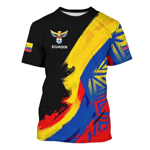 BJU Ecuador Flag Soccer Jersey Sports Fan Jersey Collection Football Training Apparel T-Shirt Crewneck Short Sleeves for Men and Women
