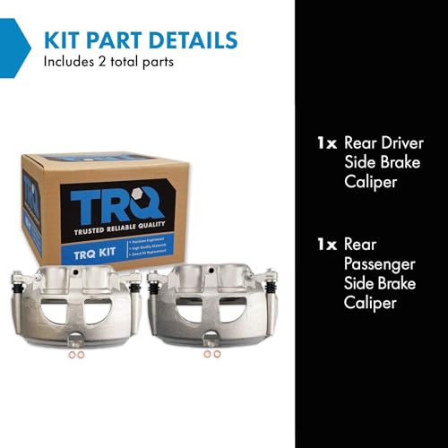 Image of TRQ Rear Brake Caliper Set Zinc Coated Brackets Hardware Compatible with 2009-2010 Dodge Ram 3500 2011-2018 Ram 3500