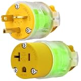 Yomiuwo 1 Set 20 A 125V Lighted Extension Cord Replacement Ends,20 Amp Plug Straight Blade Electric Plugs Replacement, Male & Female NEMA 5-20P/R,2 Pole 3 Wire Plug Replacement Grounding,UL Listed