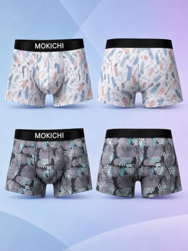 Image of Men's Printed Trunks, Pack of 2 | Abstract Geometric Design | Stretchable Elastic Waistband | Comfortable Regular Fit Underwear