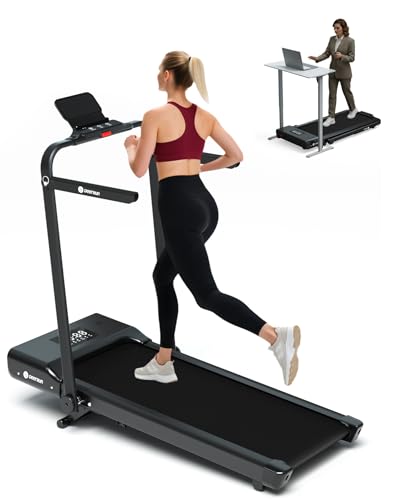 Image of DeerRun Walking Pad Treadmill with Incline and Handle Bar, 4-in-1 Foldable Under Desk Treadmills for Home Small or Office, 300 lbs Capacity 3.0 HP Folding Portable Walking Pad with APP