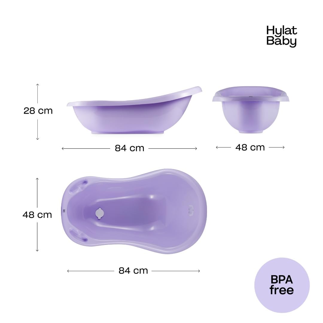 Hylat Baby Yeti Lila Babywanne mit Gestell und Badewannenstöpsel - TÜV Rheinland zertifiziert - Stabil und Bequem, Ideal für Neugeborene und Babys bis zu 12 Monaten - Lite-Kollektion Kinder Baden