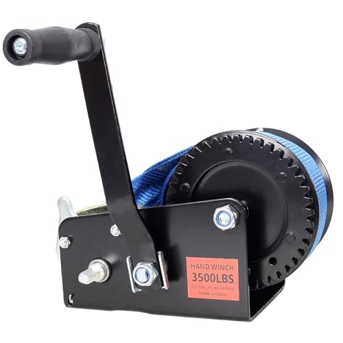 Malacate manual 3500 lbs con correa azul 32.8 ft miniatura 1