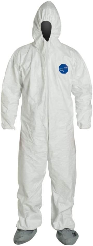 Hooded Tyvek(R), White, Boots, L, PK25