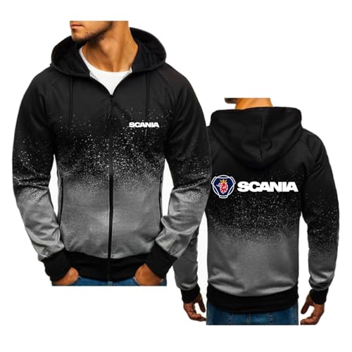 WZYRZ Lässige Herren-Hoodies für SCANIA Print Herbst-Kapuzenpullover mit Reißverschluss Jacke Kapuzenoberteil Outdoor-Sport Fitness-Outwear leichte Kapuzenjacke C-x_l