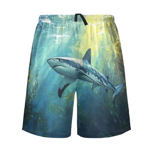 Greatwhiteshark Seaweeds Pajama Shorts for Men Lounge Pants Athletic Shorts Super Soft Men Pajama Bottoms with Pockets, S-XXL