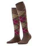 Burlington Damen Marylebone Kniestrümpfe Wolle Schwarz Blau viele weitere Farben verstärkte Kniesocken mit Muster atmungsaktiv lang bunt hoch warm kariert ONE-SIZE-FITS-ALL als Geschenk 1 Paar