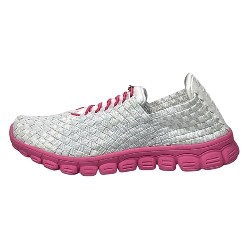 Image of Zee Alexis Women's Danielle Breathable Lightweight Flexible Casual Comfortable Slip-On No-Tie Elastic Laces Woven Sneakers
