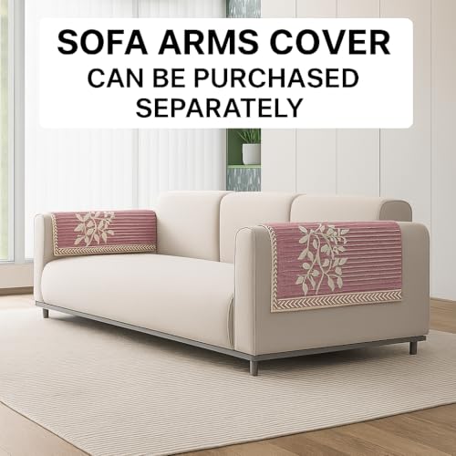 Image of Nendle Superior Velvet Floral Sofa Mat 4 Seater Set Cover Durable Protector for Living Room Sofa Set 2+2, Suitable for L Shape, Sectional and U Shape Sofa (Color Pink, Pack of 2)