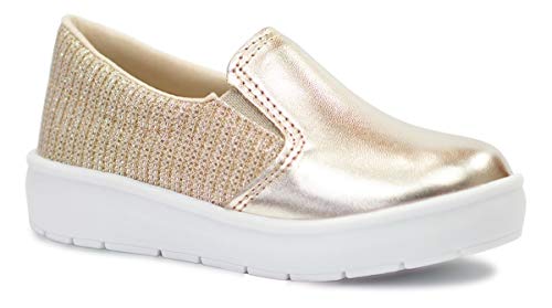 Kit com Dois Tênis Slip On Liso (26) Infantil - Dourado e Rosa - 24