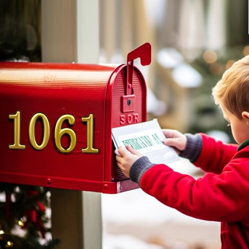 Image of opasyo 20 Pieces Mailbox Numbers for Outside 3.8 inch 0-9 Self-Adhesive Mail Box Numbers,3D Gold House Numbers for Mailbox, Apartment, House, Trash Bins,Office Hotel Room (Gold, 3.8inch)