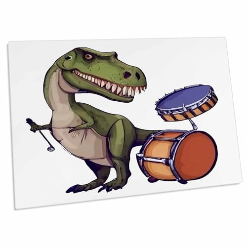 3dRose Cute Funny Colorful T-rex Dinosaur Playing The Drums miniatura 1