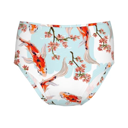 Japanese Fish Floral Tree Girls' Underwear Soft Cotton Little Girls Panties Comfort Briefs