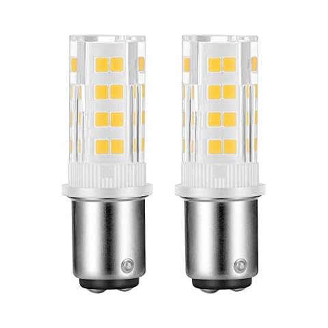 X-Molin 2-Pack Sewing Machine Light Bulb Double Contact Warm White 2700-3000K 15T7DC Base Replacement for Singer/Kenmore Sewing Machine 120V 3.5W LED Bayonet Type Replaces #6797 and #6810 Cover