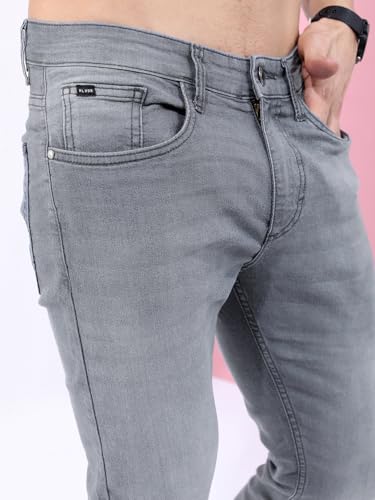Image of Highlander Mens Tapered Fit Denim Jeans for Man |Jeans Pant Cropped Length|Mid-Rise|Stylish Casual Wear with Stretchable Fabric