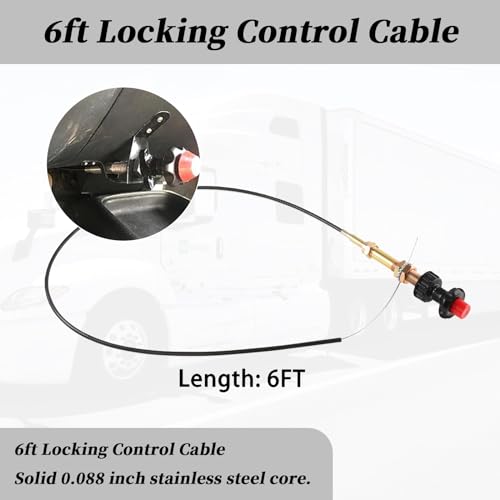 Image of VCGTX10 /55204 10FT Vernier Adjustable Locking Control Cable | Fit for 4100 Series PTO Dump AGT Mini Skid Steer Generator Marine ATV,0.088 Inch Stainless Steel Core,Ergonomic Adjust Knob