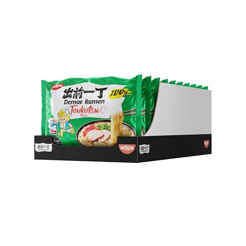 Nissin Demae Ramen Tonkotsu 10er Pack Instant-Nudeln japanischer Art mit Schweinefleisch-Geschmack Sesamsamen & asiatischen Gewürzen schnell & einfach zubereitet asiatisches Essen (10 x 100 g)