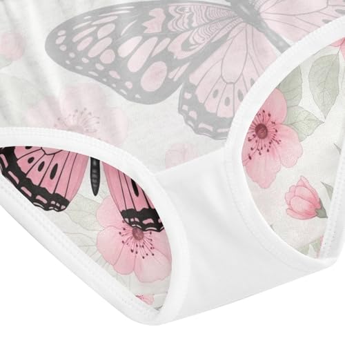 Butterflies Flowers Pale Leaves Toddler Girl Undies, Cotton Girls Underwear, 2T–8 Years4