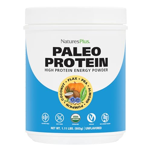 NaturesPlus Organic Paleo Protein - 1.49 lbs, 20 g Protein, Vegan Protein Powder - Unflavored, Unsweetened - Certified Organic High Protein Energy Protein - Vegetarian, Gluten-Free - 15 Servings
