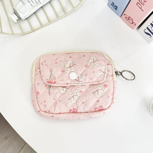 Bouquet Bunny Wallet,Floral Wallet with Cute Prints Zipper Coin Pouch for Women Girls3