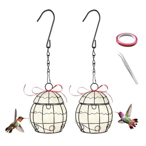 Image of Bird Nesting Material Holder Hummingbird Nesters Natural Wool ​for Wild Birds Nesting Station Bird Watching Gifts for Patio Garden Outdoor