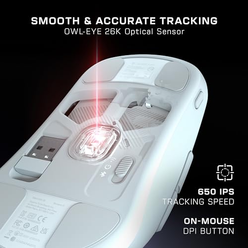 Turtle Beach Burst II Air - Souris Gaming sans Fil 2,4 GHz : ultralégère avec 47 g, Touches optiques, symétrique, capteur Optique 26 000 PPP, Bluetooth, autonomie 120h, câble USB-C - Blanc