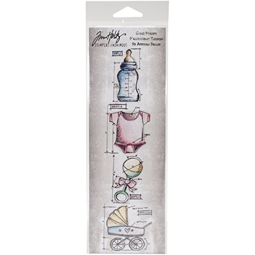 Stampers Anonymous Tim Holtz Mini Blueprints Strip Cling Rubber Stamps, 3 by 10, Baby Stampers Anonymous Tim Holtz Mini Blueprints Strip Cling Rubber Stamps, 3" by 10", Baby