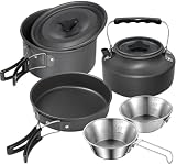アルミ クッカーセット シェラカップ付き アウトドア鍋 アウトドアケトル キャンプ 鍋 キャンプ用品 調理器具 軽量 コンパクト 収納袋付き 折畳み式