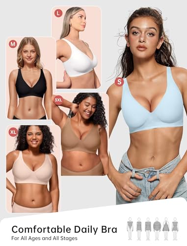 Image of Vertvie Jelly Wireless Bras for Women Push Up Plunge Seamless T-Shirt Bras No Underwire Supportive Full Coverage Bralettes