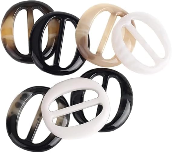 Opemg 6 Pcs T Shirt Clips Scarf Buckles, 5CM, Fashion Resin T Shirt Clips Simple Tee Shirt Rings Clasps Elegant Scarf Buckles Slides Waistband Neckerchief Clasps for Women Girls, Fasteners