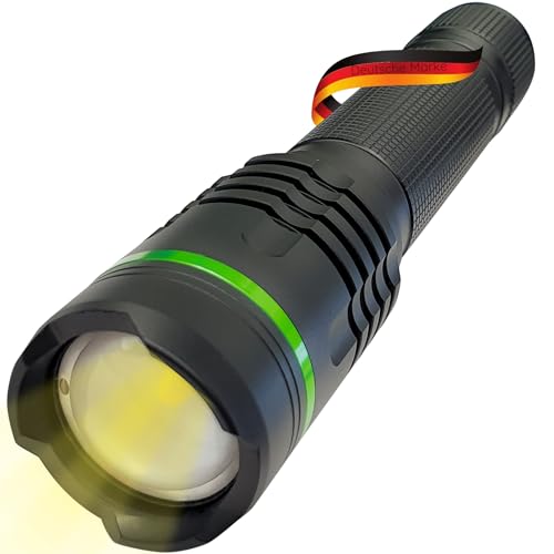 SCHWAIGER TLED1000 Taschenlampe LED Akku Taschenleuchte Handlicht schlagfest spritzwassergeschützt Zoom-Funktion IPX4 1000 Lumen Zelten Camping Outdoor Notfall Notfall-Licht
