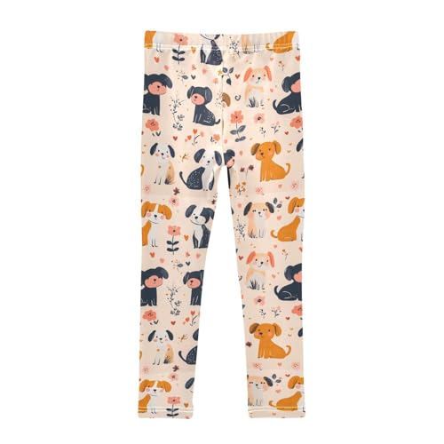 Boccsty Black Brown Dog Print Girls Leggings Kids Yoga Pants Dance Active Tights 4T2