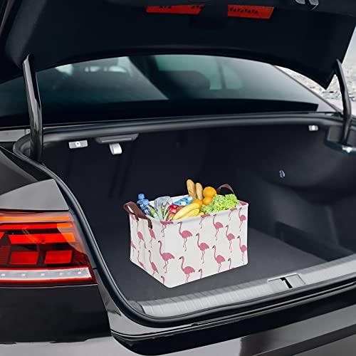 CLOCOR Rectangular Flamingo Storage Basket,Collapsible Cute Pattern Storage Bin,Waterproof Coating Storage Box with Handles,Gift Baskets, Shelf Basket (Flamingo) - Image 5