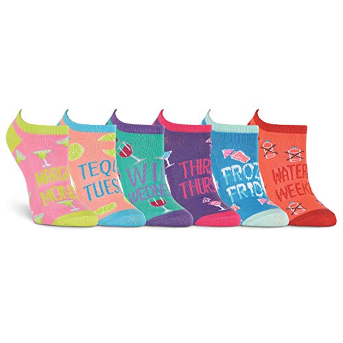 K. Bell Womens Happy Hour No Show Socks Six Pair Pack, Womens Size 4-10