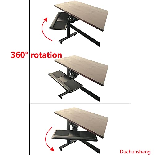 Verstellbare Tastaturablage unter dem Schreibtisch, mit 360° Höhe und ± 15° Neigung für platzsparend, perfekt für Heimbüro oder Gaming-Setup