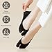 FIYIGO 4 Pairs Tabi Socks for Women, Ice Silk No Show Flip Flop Socks Split Toe Non Slip Low Cut for Loafers Sandals-4 Black