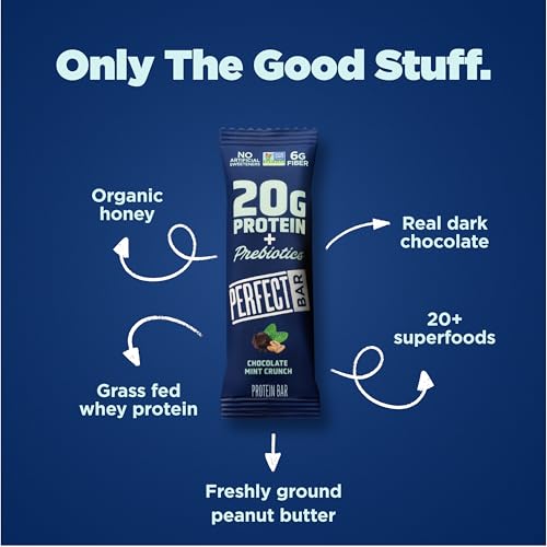 Perfect Bar Protein + Prebiotics Chocolate Mint Protein Bar, 20g Protein, Grass-Fed Whey, 6g Fiber With 3g Prebiotics, Gluten-Free, Non-GMO, 2.4 Ounce Bar, 7 Count - image 7