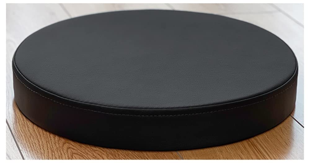 GHJL Round Thick Seat Cushion, Leather Floor Cushion,Waterproof Chair Cushion,Japanese Round Cushion For Living Room Bedroom Patio Tatami (Color : Black, Size : 45 * 45 * 5cm)